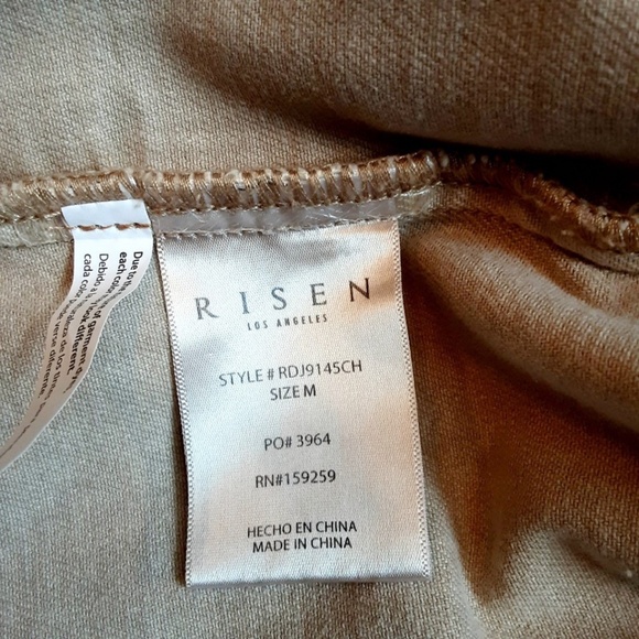 NWT - RISEN Stretch Denim Khaki Tan Crop Vest Button Front Size M - Picture 6 of 13